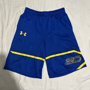 Under Armour Men's Athletic Shorts in Blue with Yellow Accents